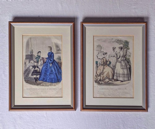 Pair framed colour prints - framed,