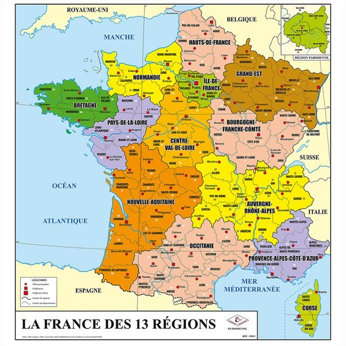 French france map - map, political