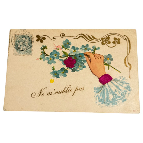 Art nouveau embossed postcard - nouveau,