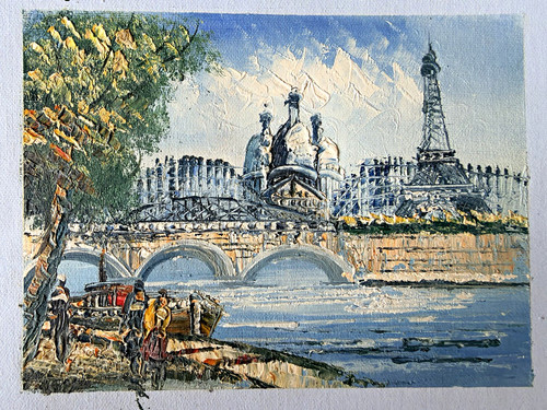 Paris river bridge cityscape - river,