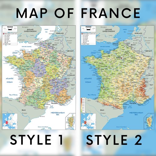 France map poster educational - france,