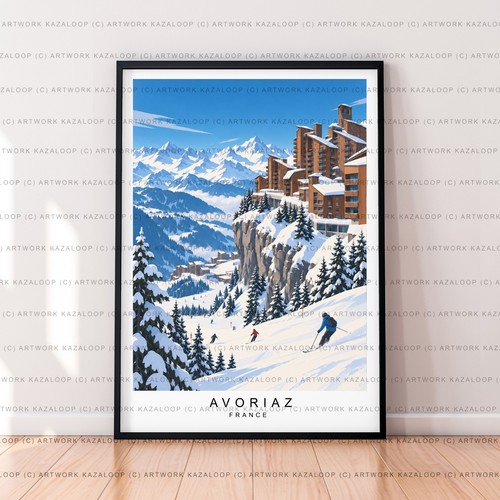 Avoriaz unframed illustration - avoriaz,