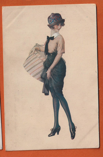 Art postcard parisian girls - art,