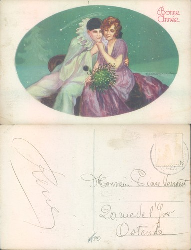 Couple embracing art deco - embracing, in