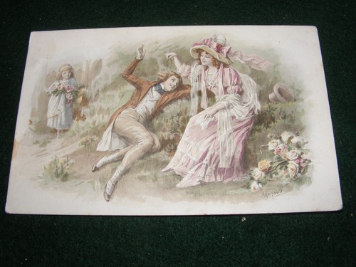 Vintage postcard art - art, signed